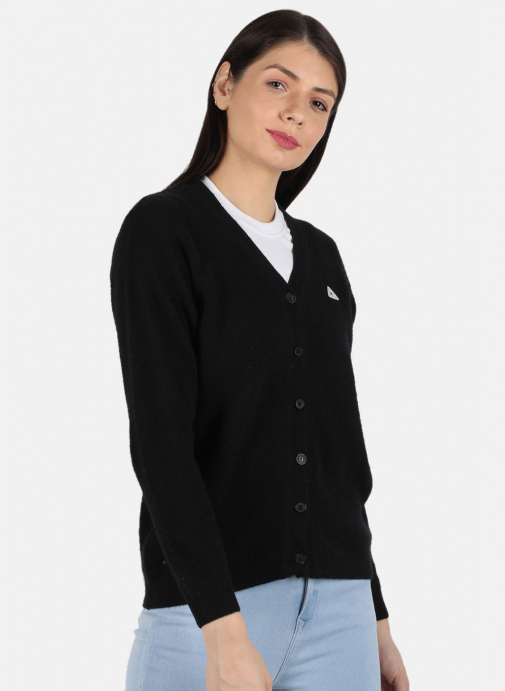 Women Black Solid Cardigan