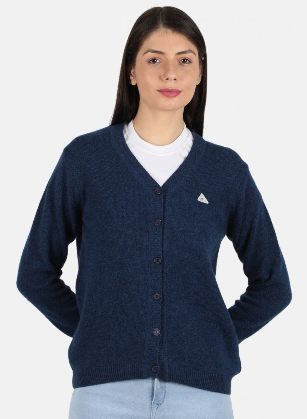 Women Blue Solid Cardigan