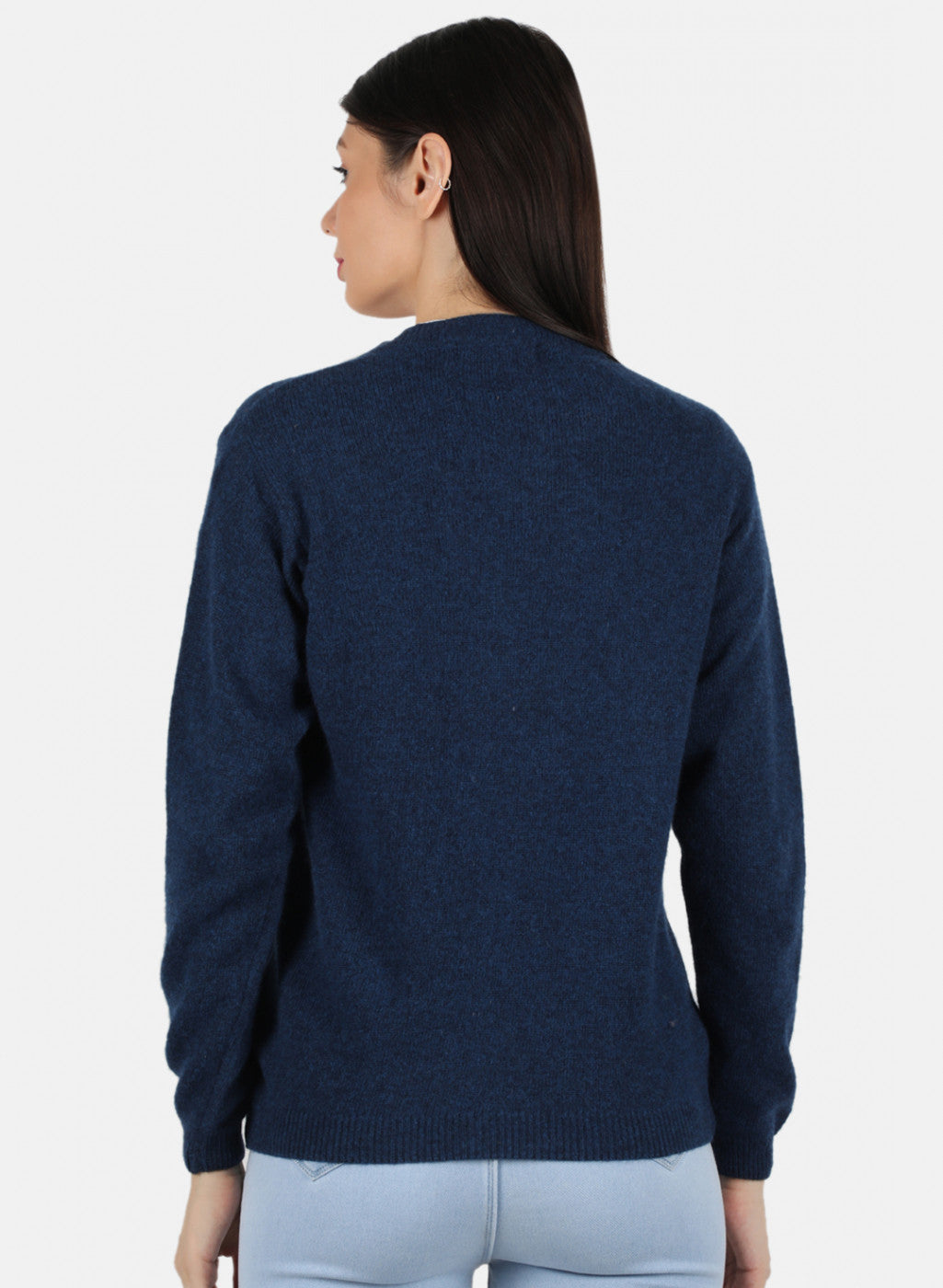 Women Blue Solid Cardigan