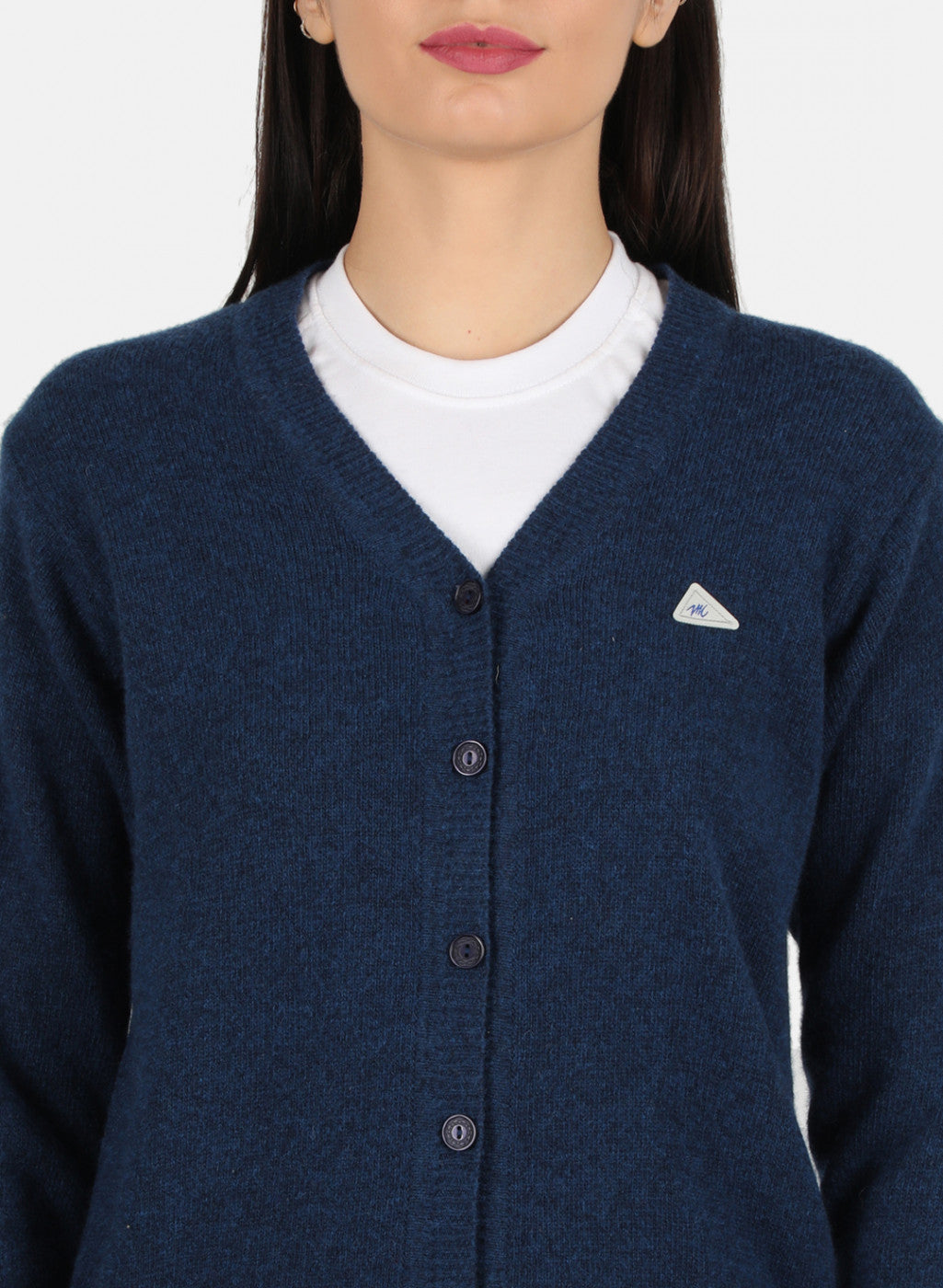 Women Blue Solid Cardigan