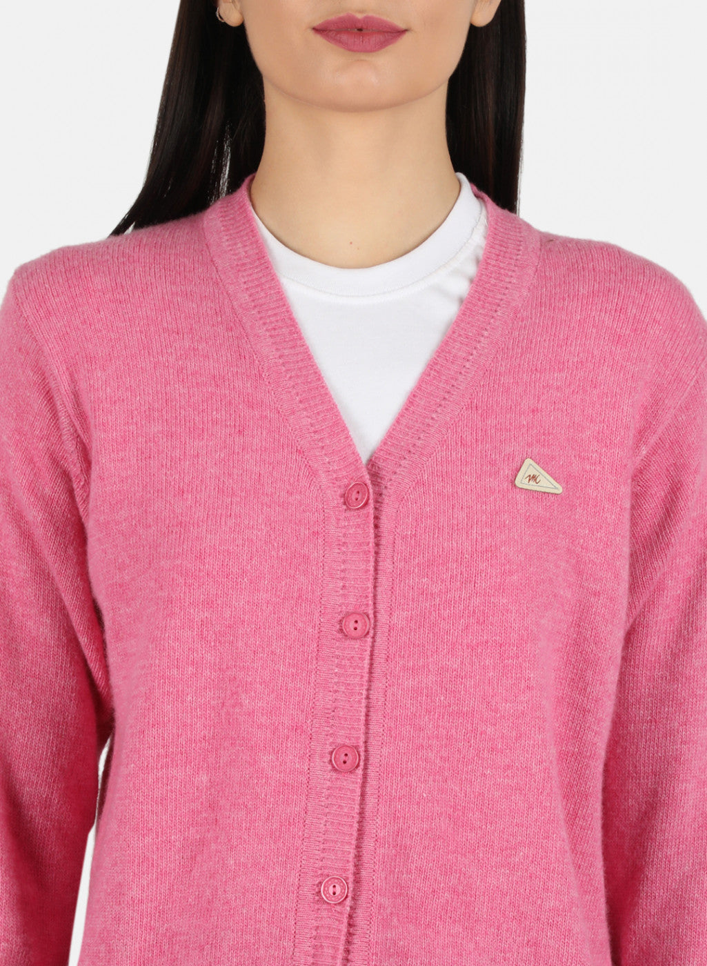 Women Pink Solid Cardigan