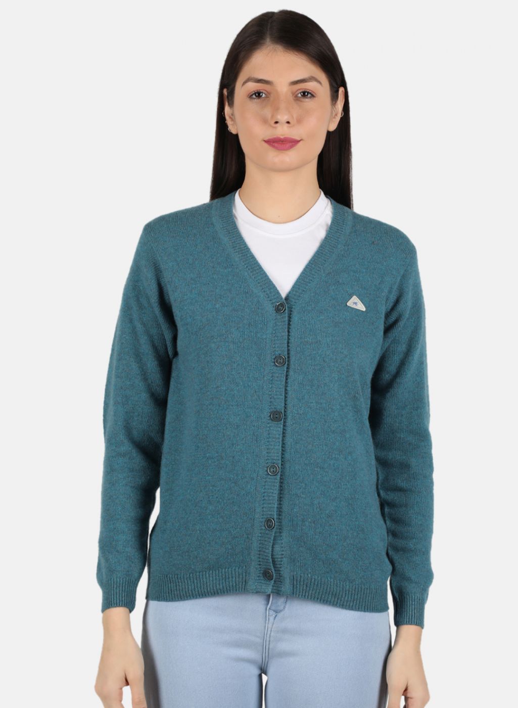 Women Blue Solid Cardigan