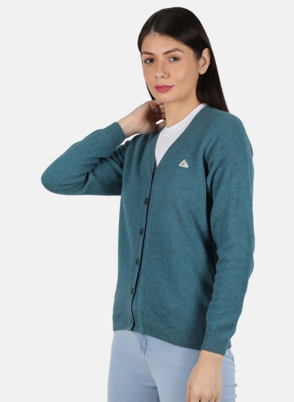 Women Blue Solid Cardigan