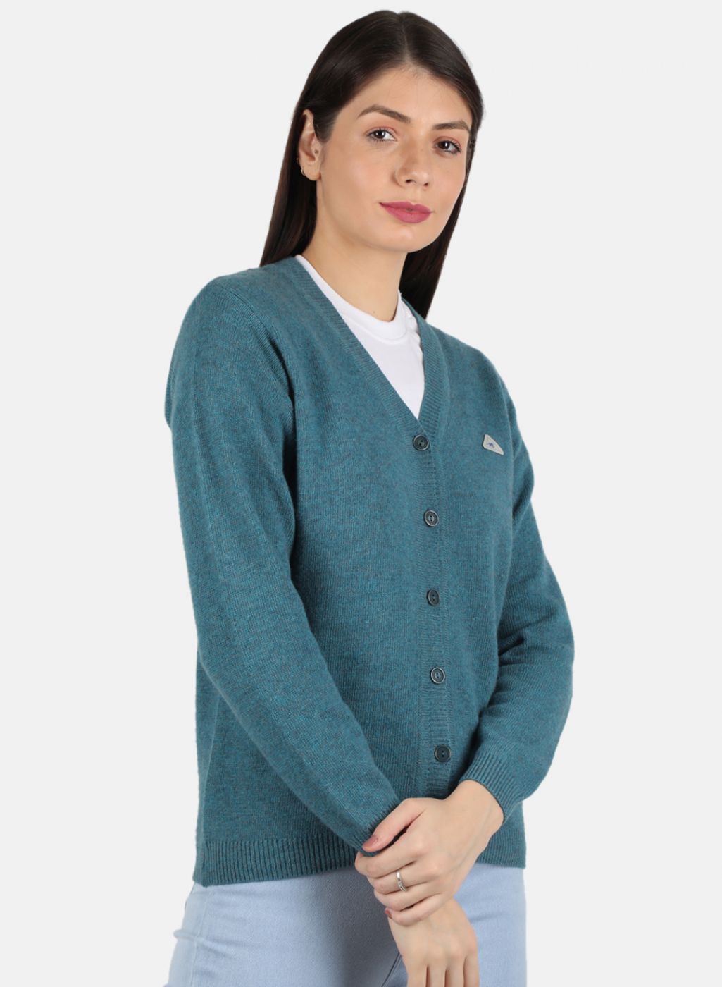 Women Blue Solid Cardigan