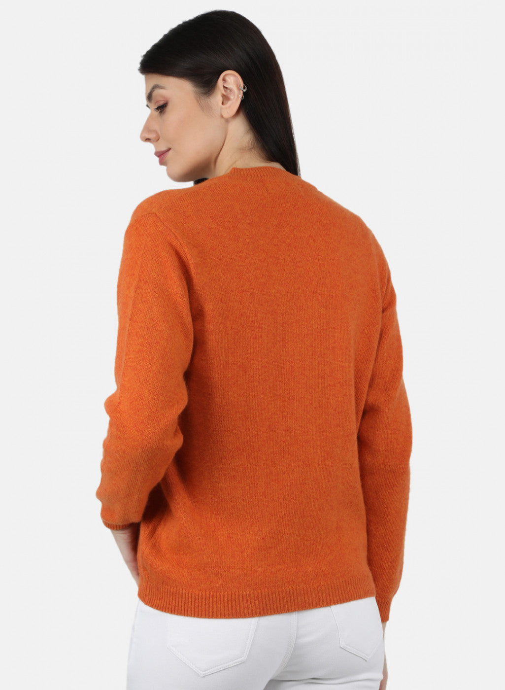 Women Orange Solid Cardigan