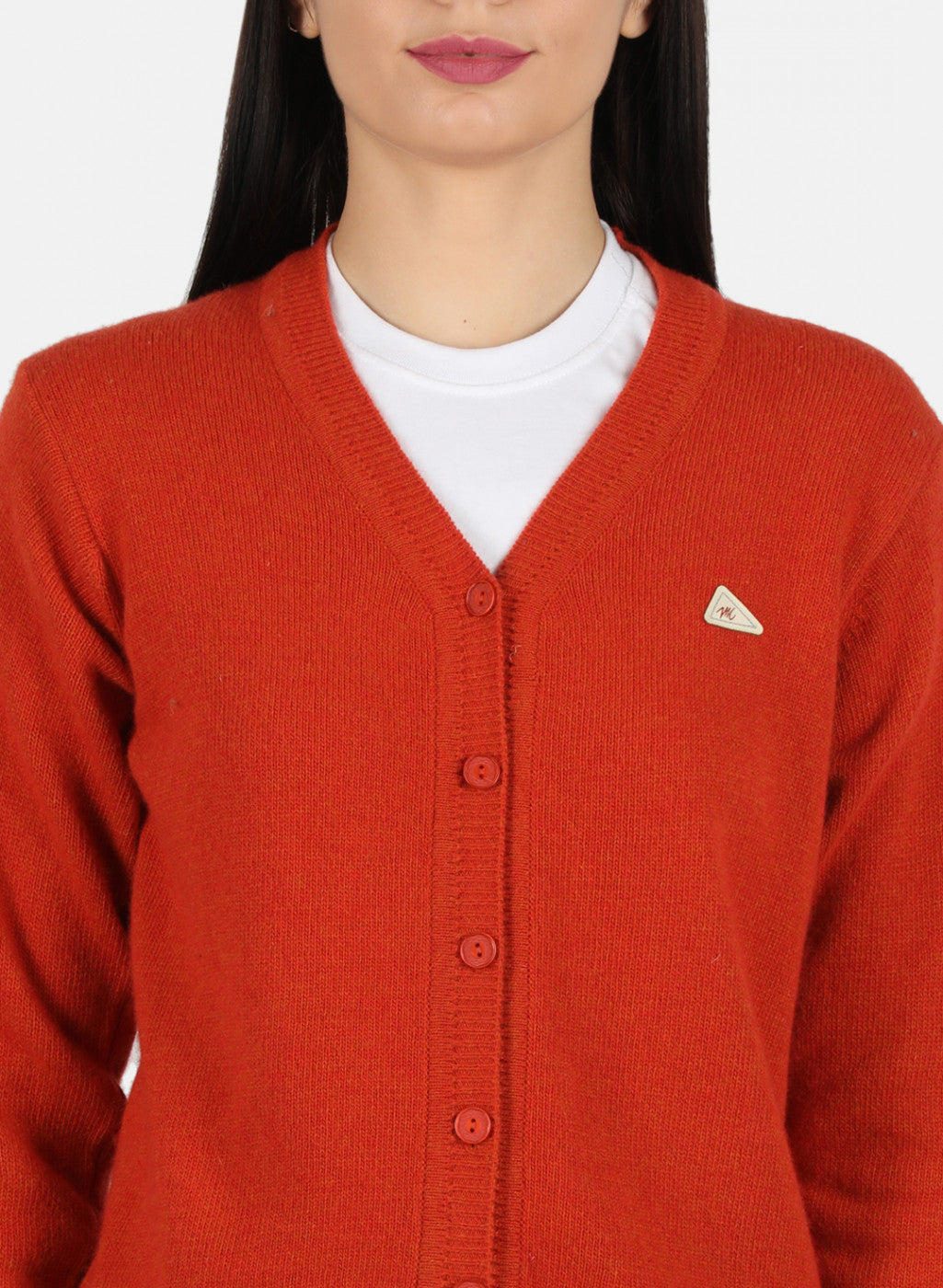 Women Orange Solid Cardigan