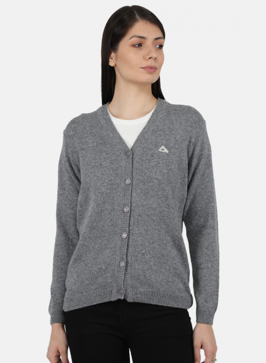 Women Grey Solid Cardigan