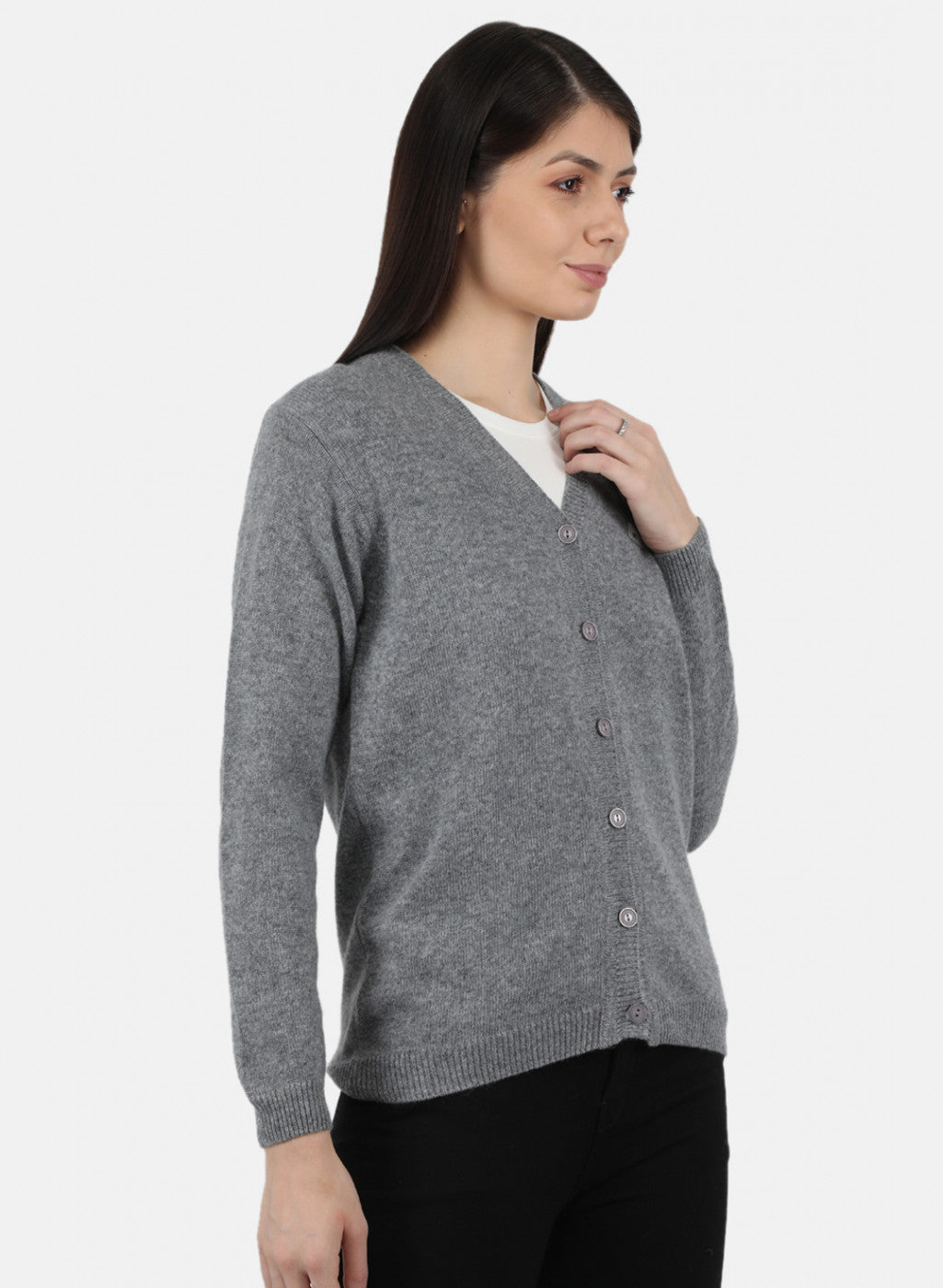 Women Grey Solid Cardigan