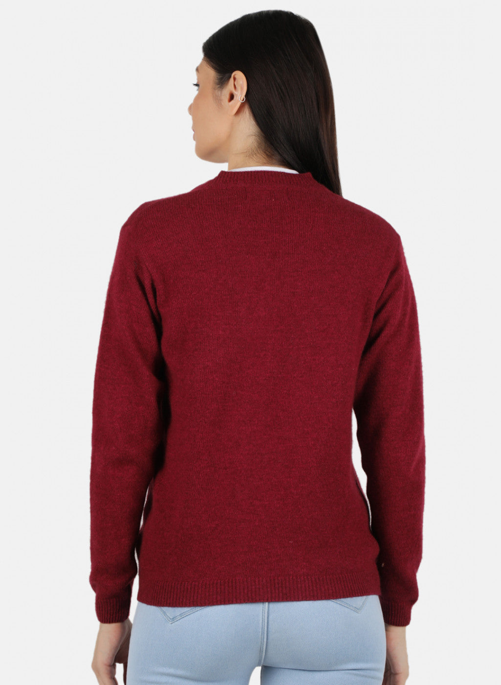 Women Red Solid Cardigan