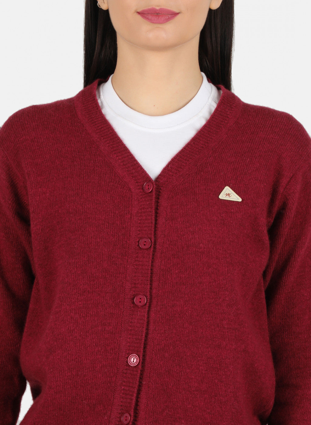 Women Red Solid Cardigan