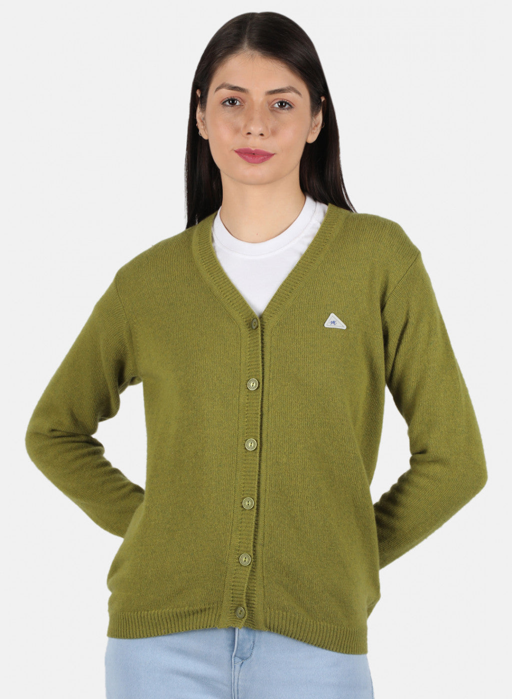 Women Green Solid Cardigan