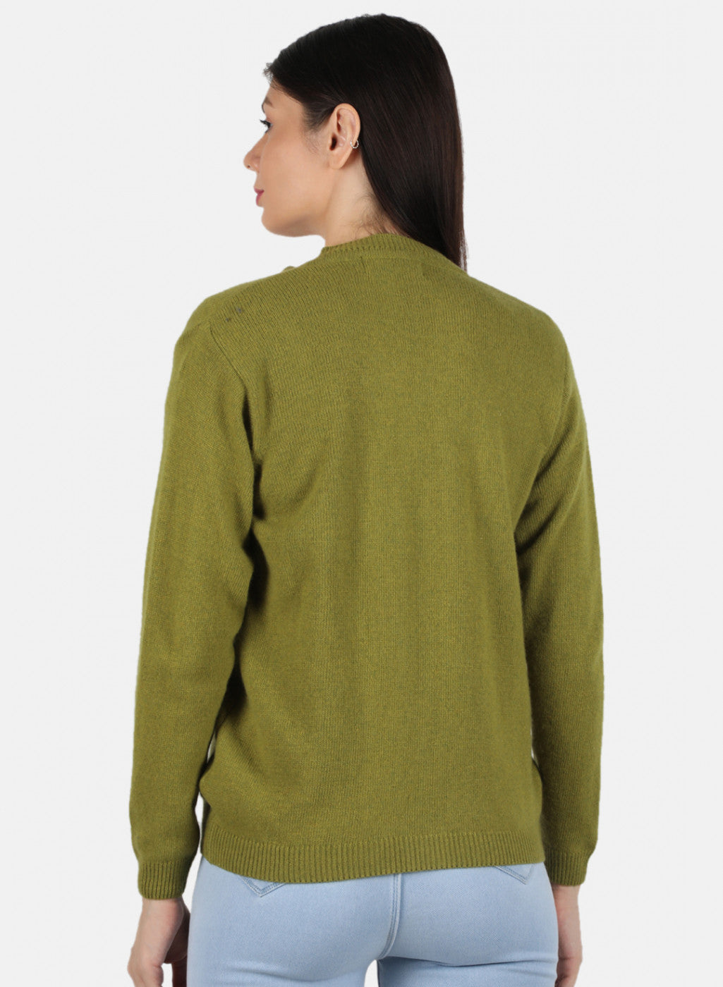 Women Green Solid Cardigan