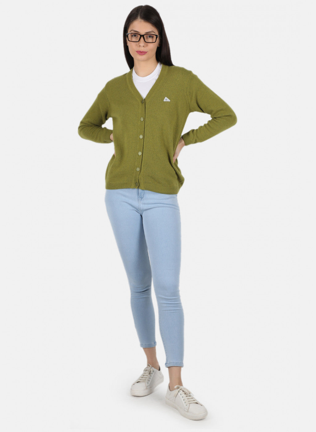 Women Green Solid Cardigan