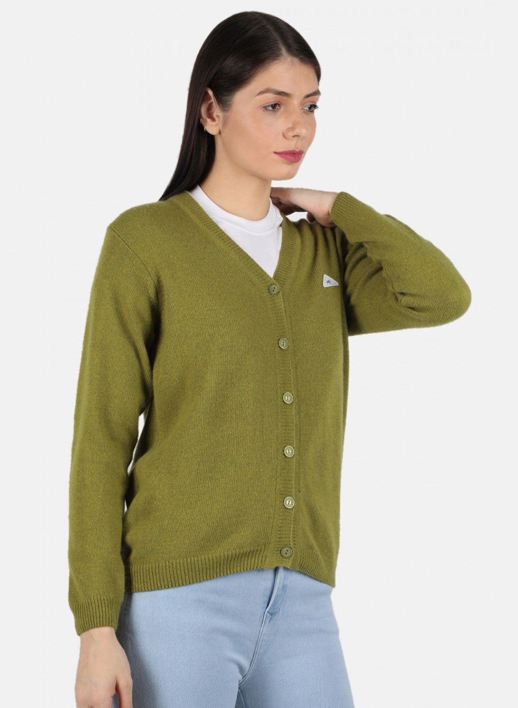 Women Green Solid Cardigan