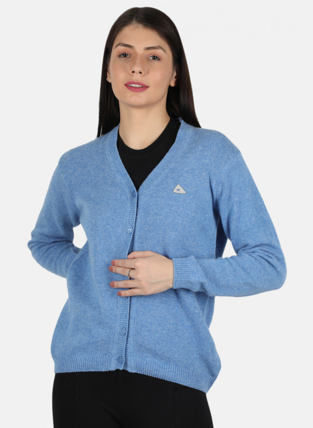 Women Blue Solid Cardigan