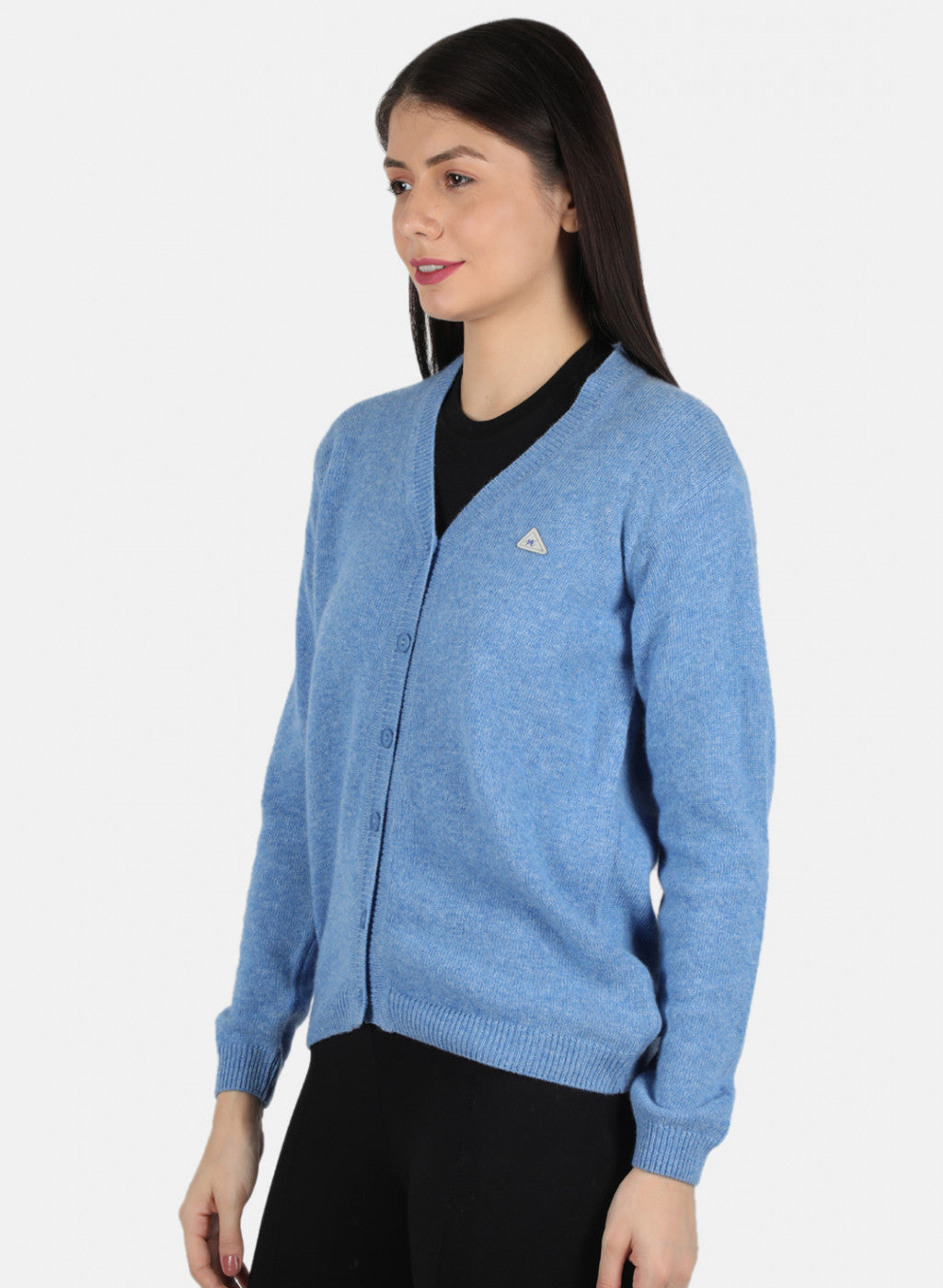 Women Blue Solid Cardigan