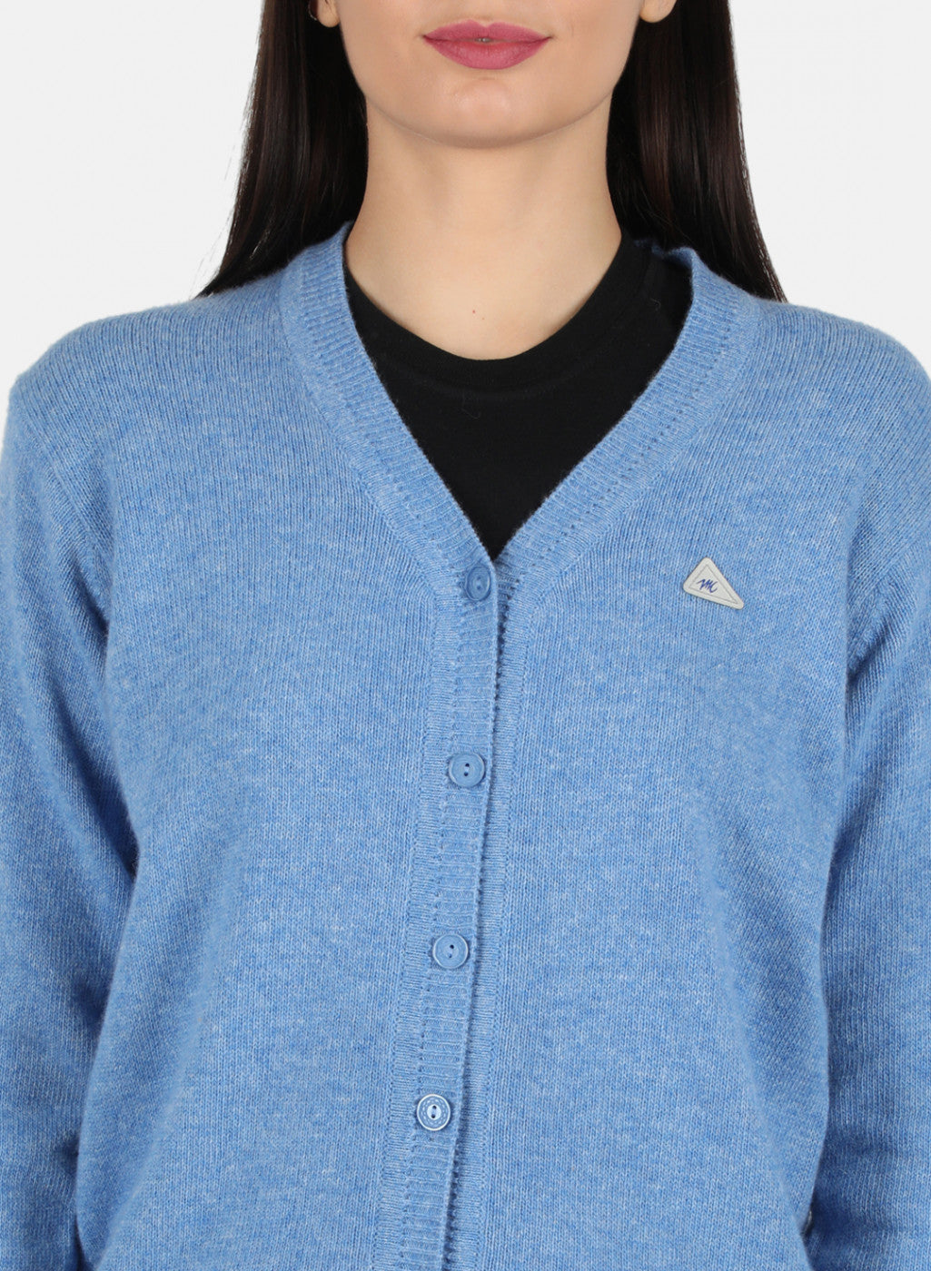 Women Blue Solid Cardigan