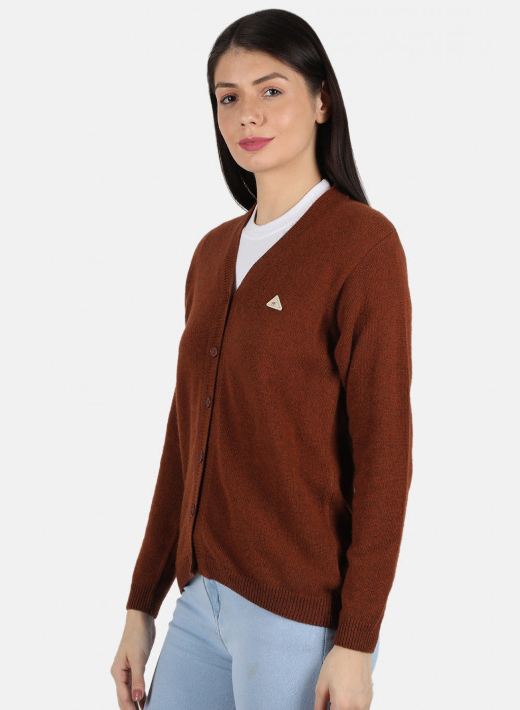 Women Brown Solid Cardigan