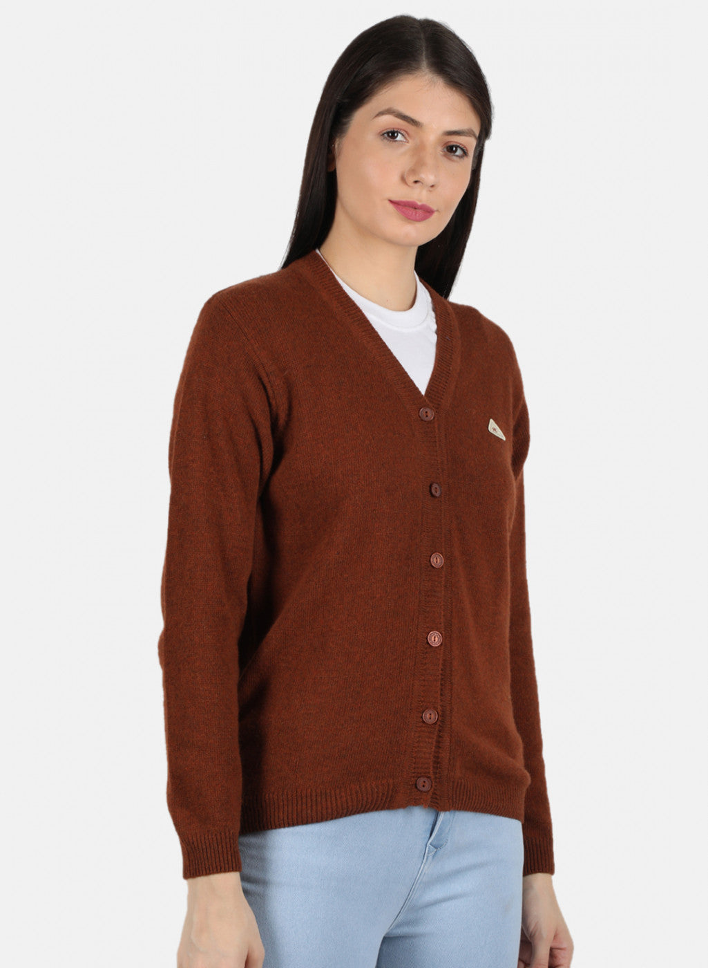 Women Brown Solid Cardigan