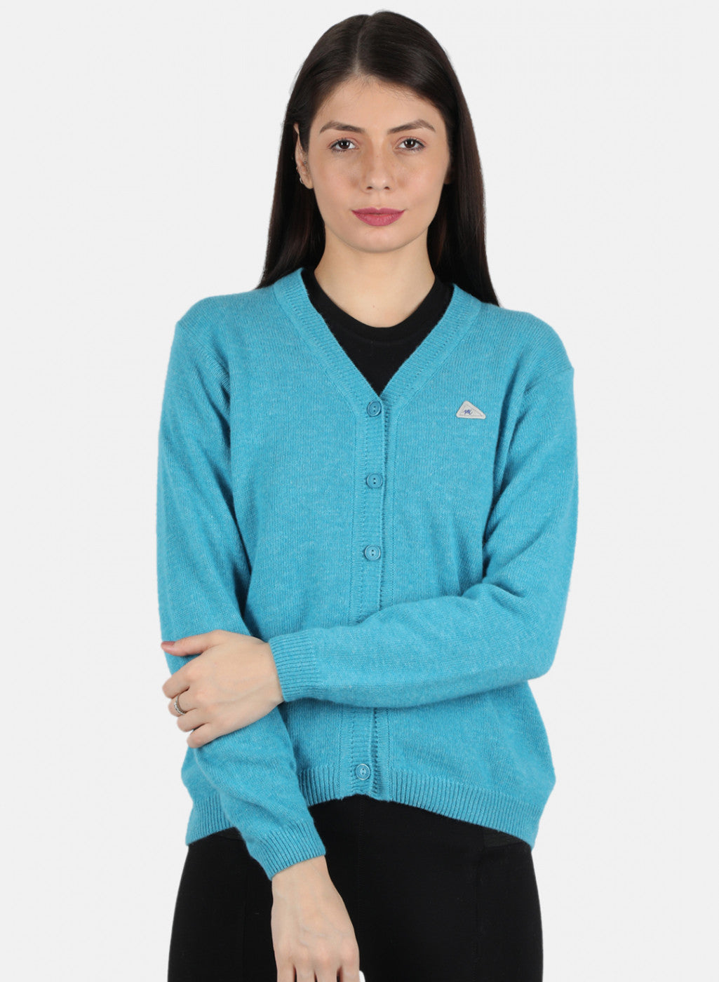 Women Blue Solid Cardigan