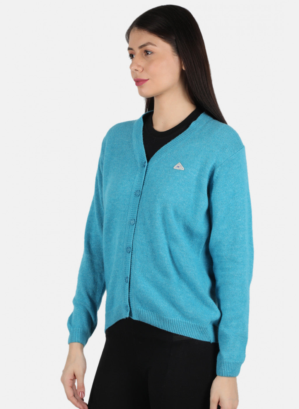 Women Blue Solid Cardigan