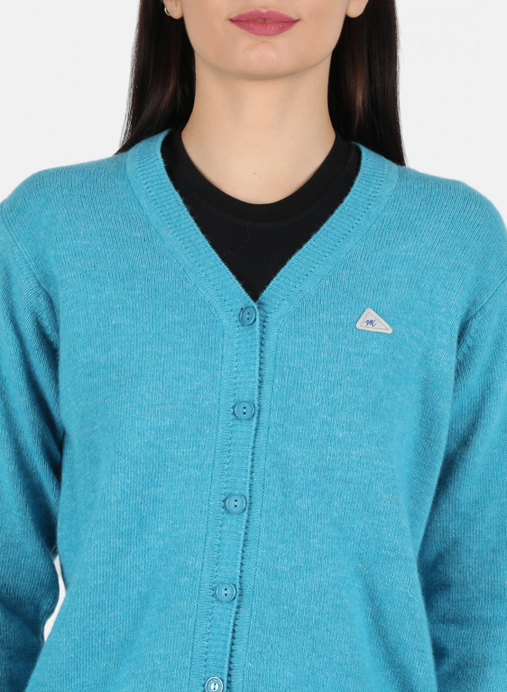 Women Blue Solid Cardigan