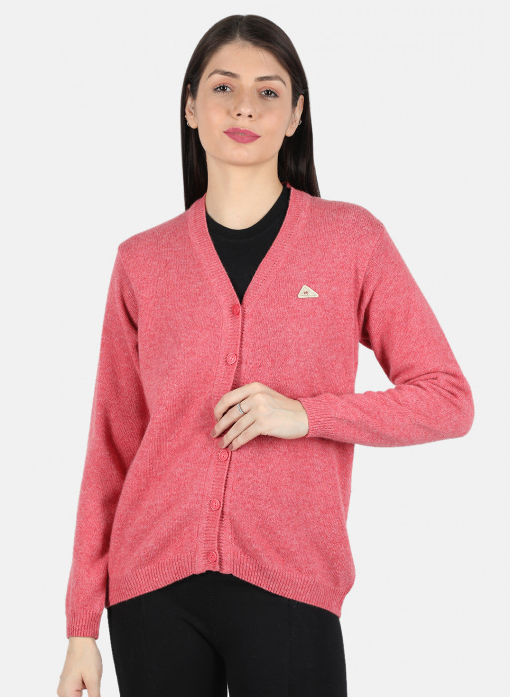 Women Pink Solid Cardigan