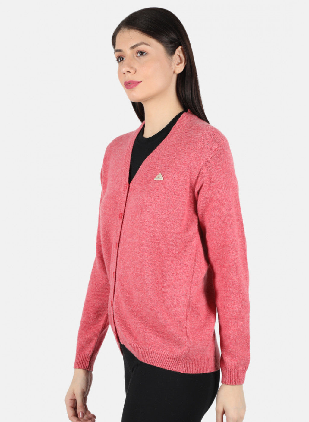 Women Pink Solid Cardigan