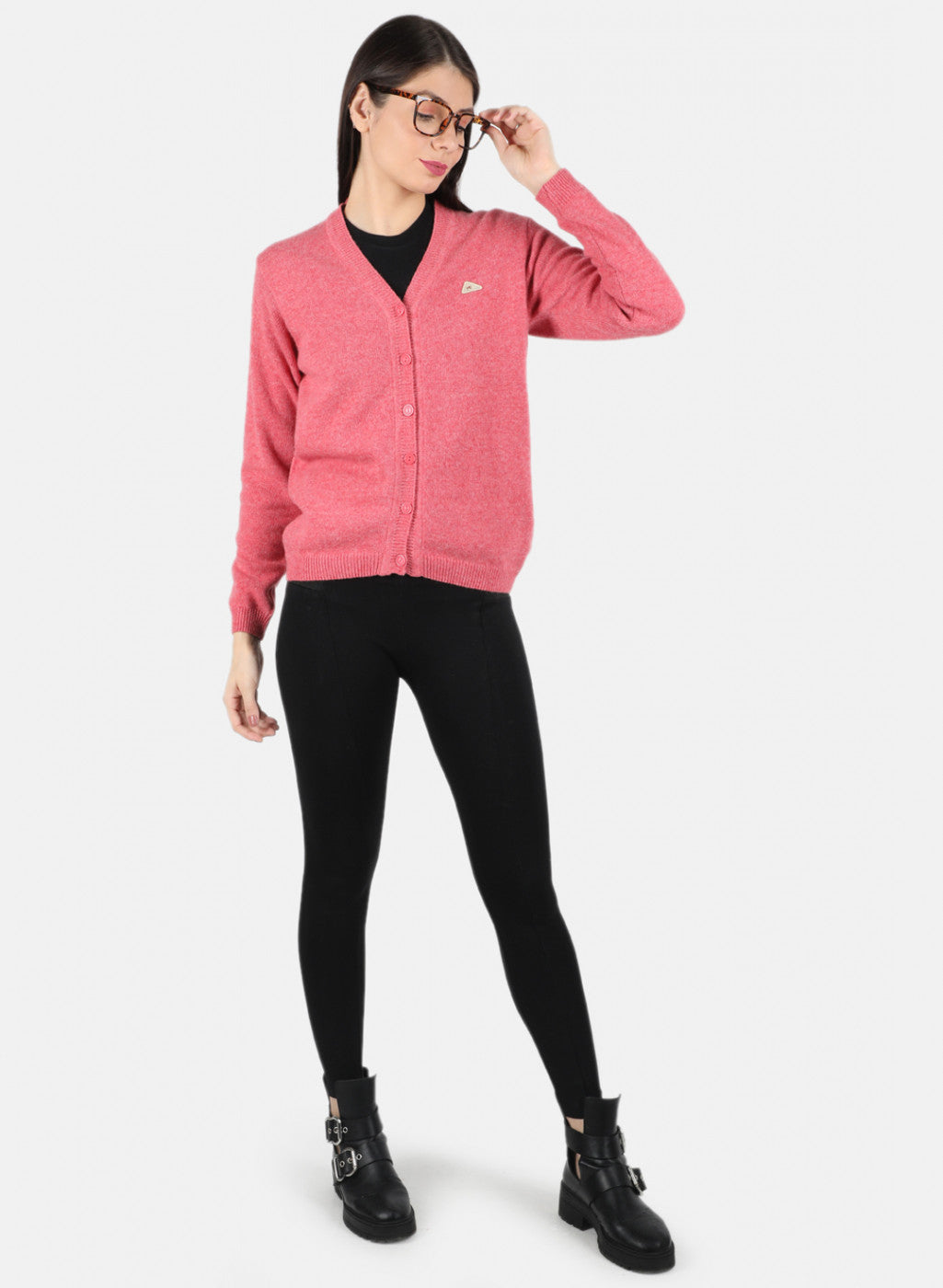 Women Pink Solid Cardigan