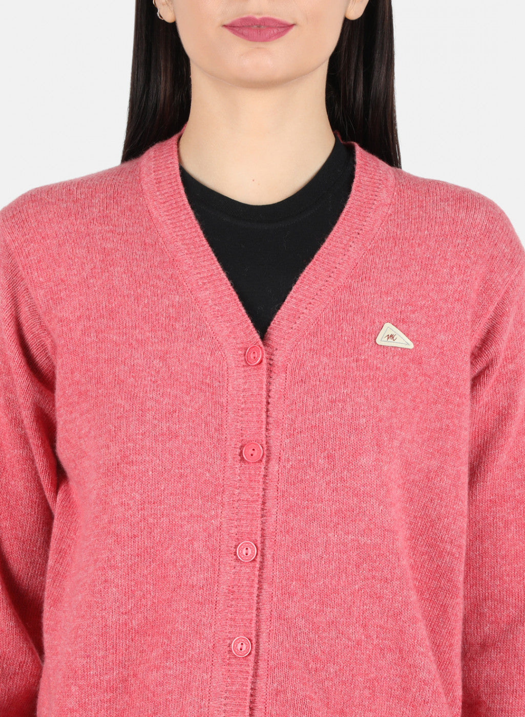 Women Pink Solid Cardigan