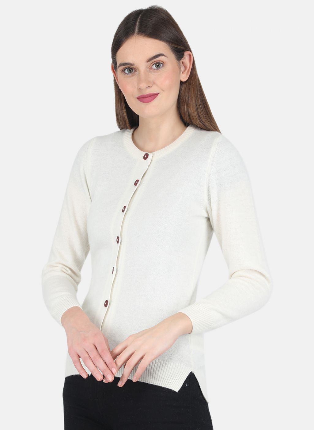 Women White Solid Cardigan