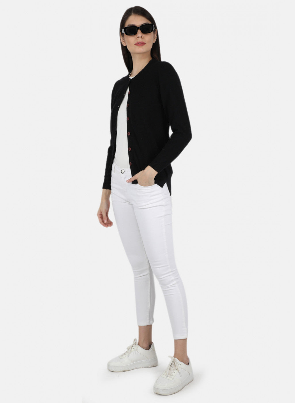 Women Black Solid Cardigan