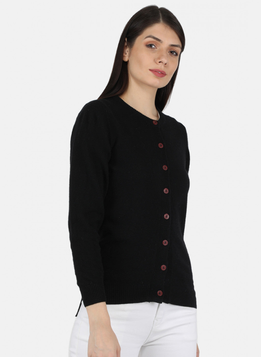 Women Black Solid Cardigan