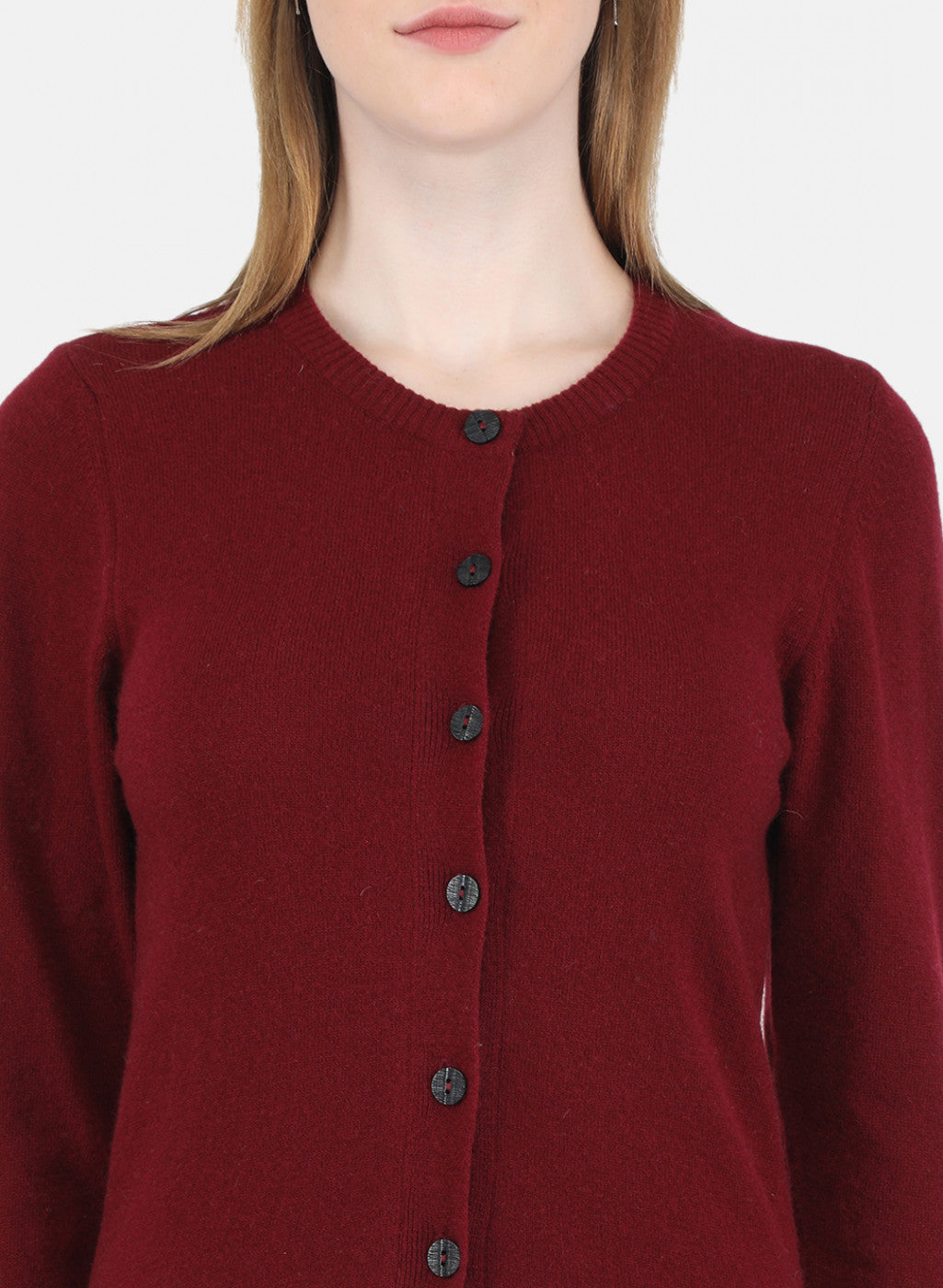 Women Maroon Solid Cardigan