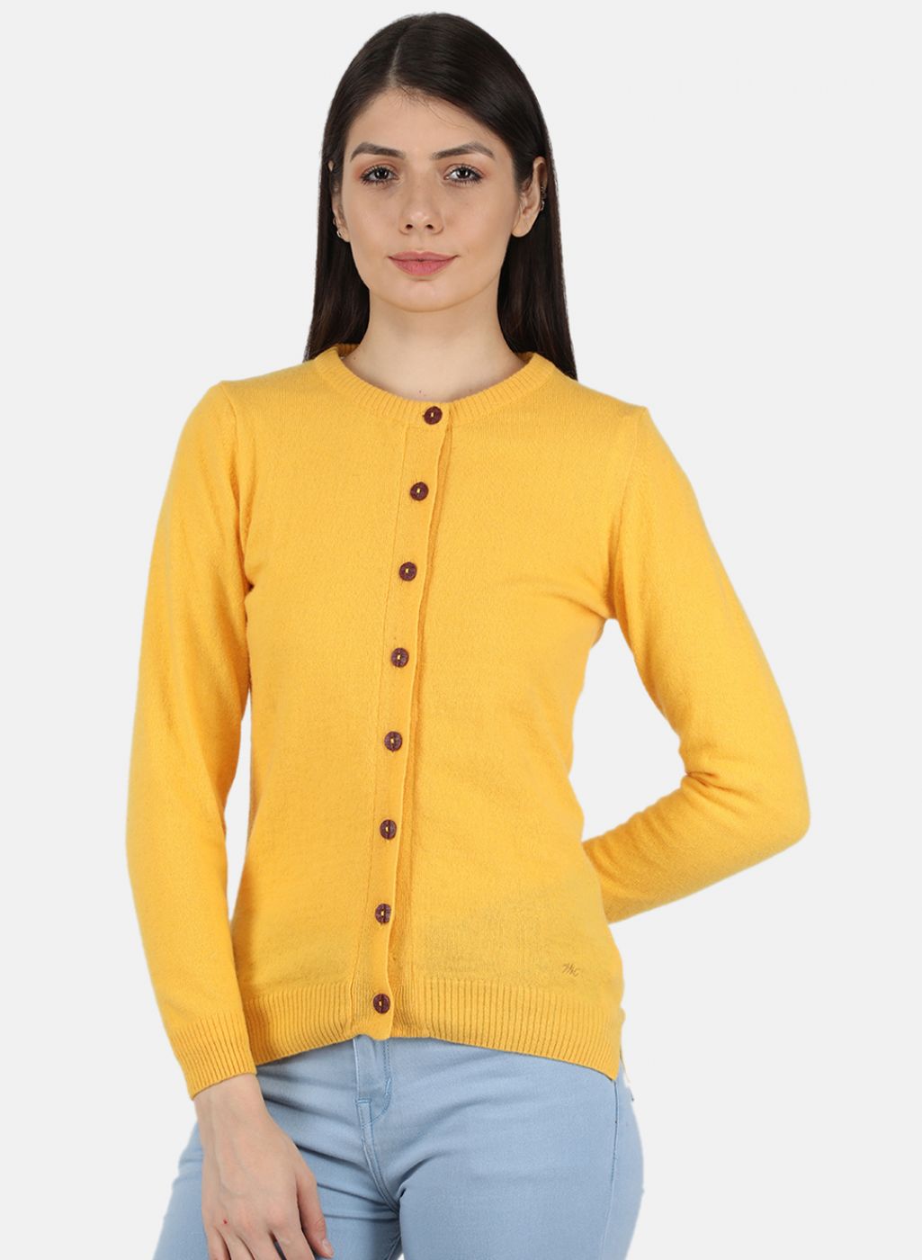 Women Yellow Solid Cardigan