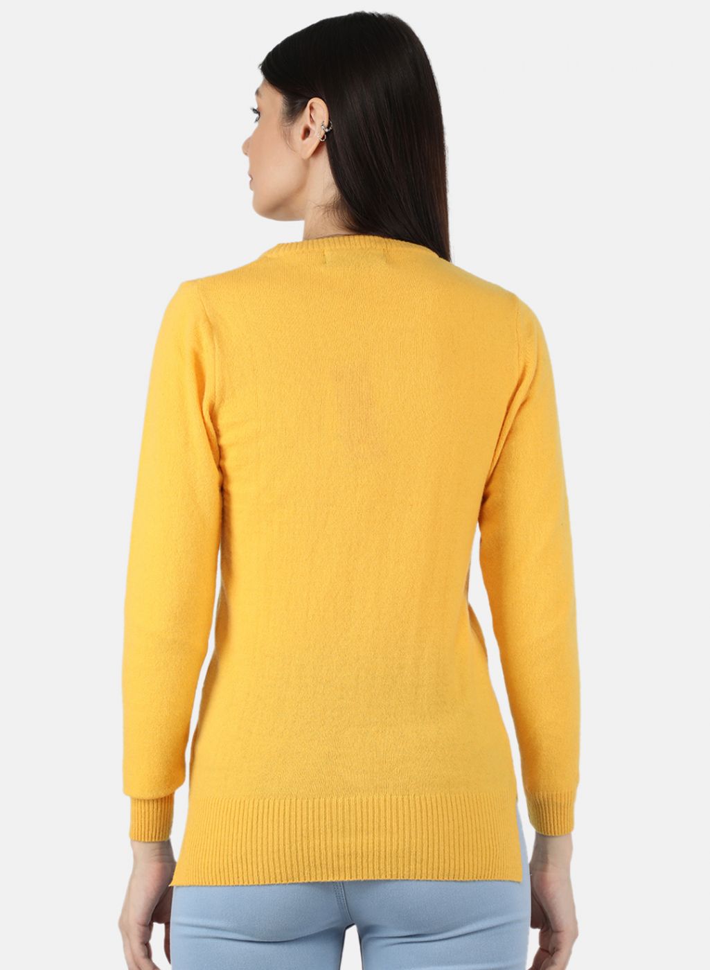 Women Yellow Solid Cardigan