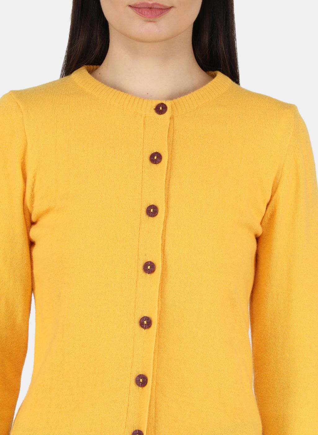 Women Yellow Solid Cardigan