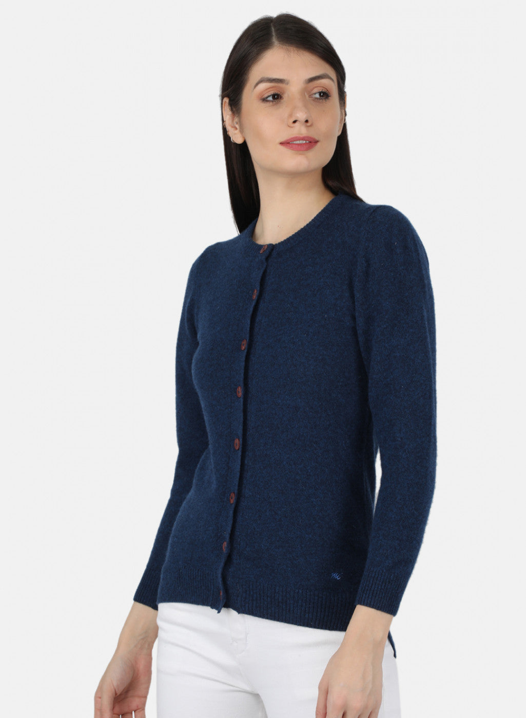 Women Blue Solid Cardigan