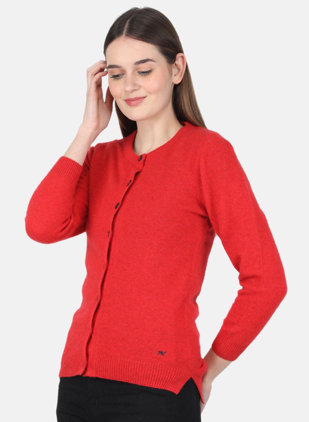 Women Red Solid Cardigan