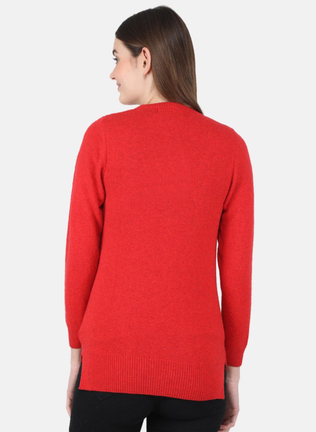 Women Red Solid Cardigan