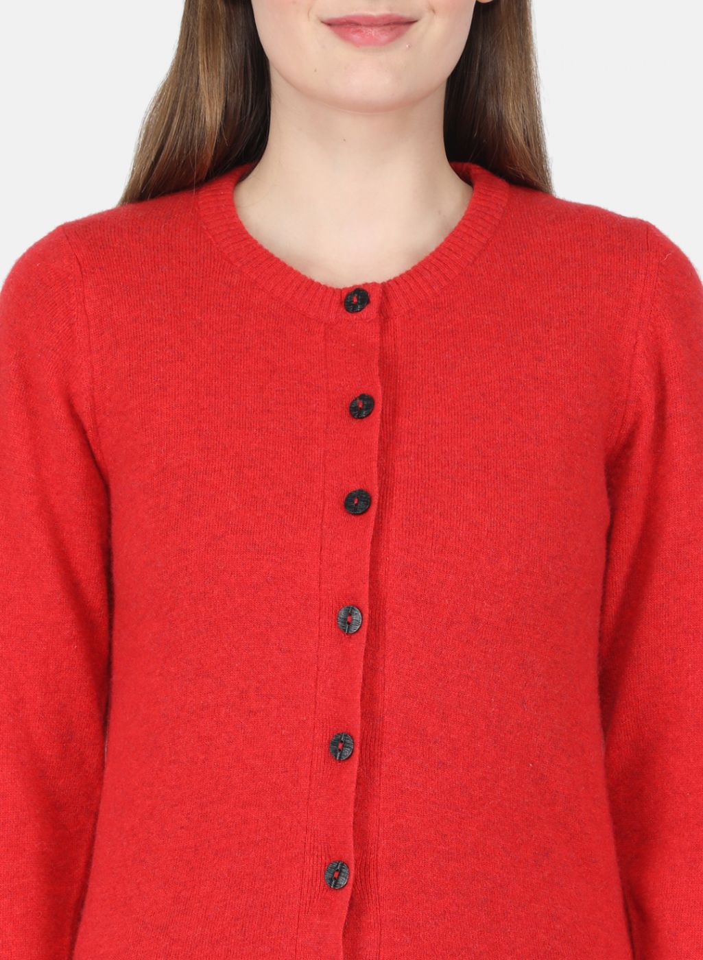 Women Red Solid Cardigan