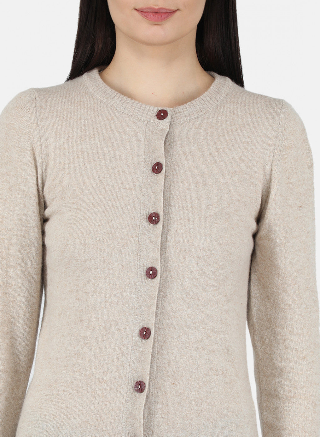 Women Beige Solid Cardigan