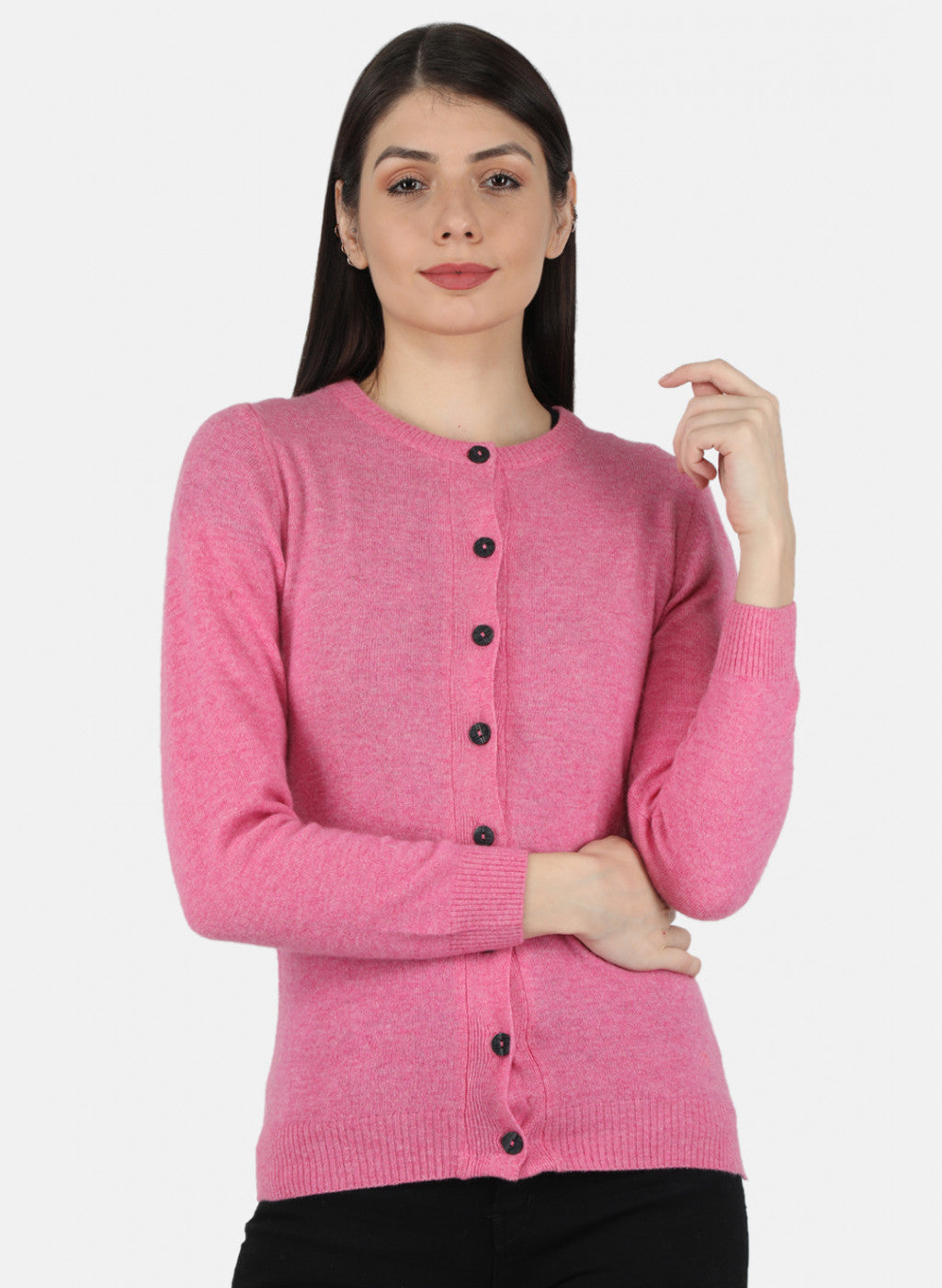 Women Pink Solid Cardigan