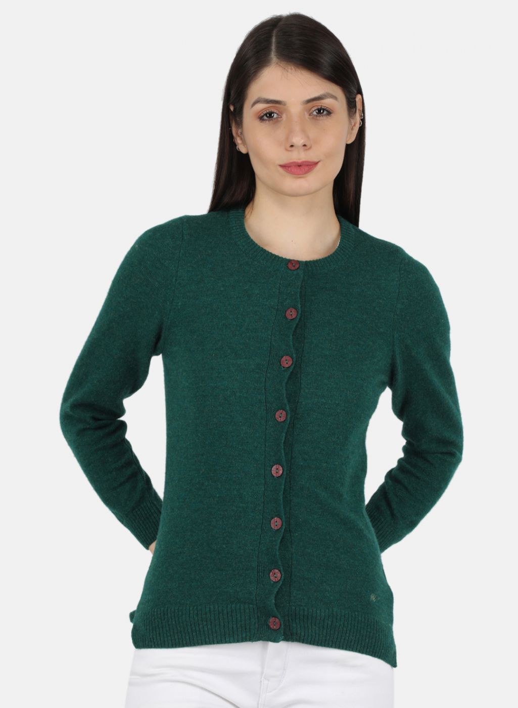 Women Green Solid Cardigan