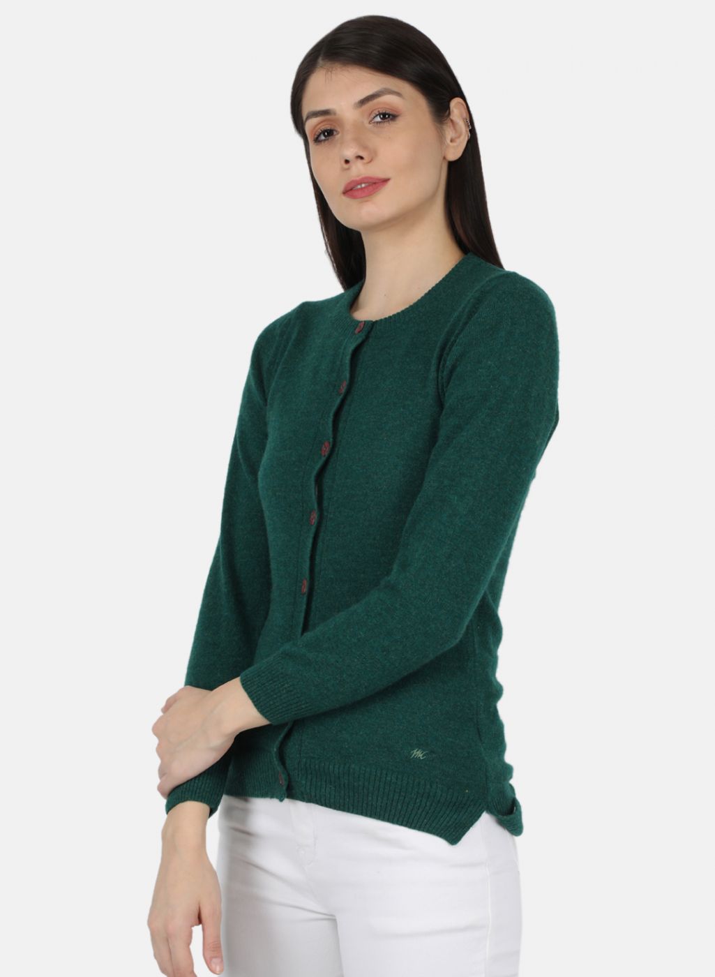 Women Green Solid Cardigan