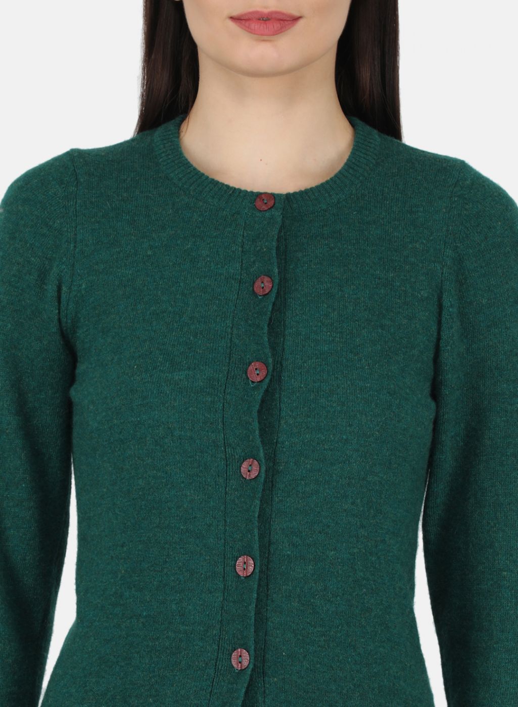 Women Green Solid Cardigan