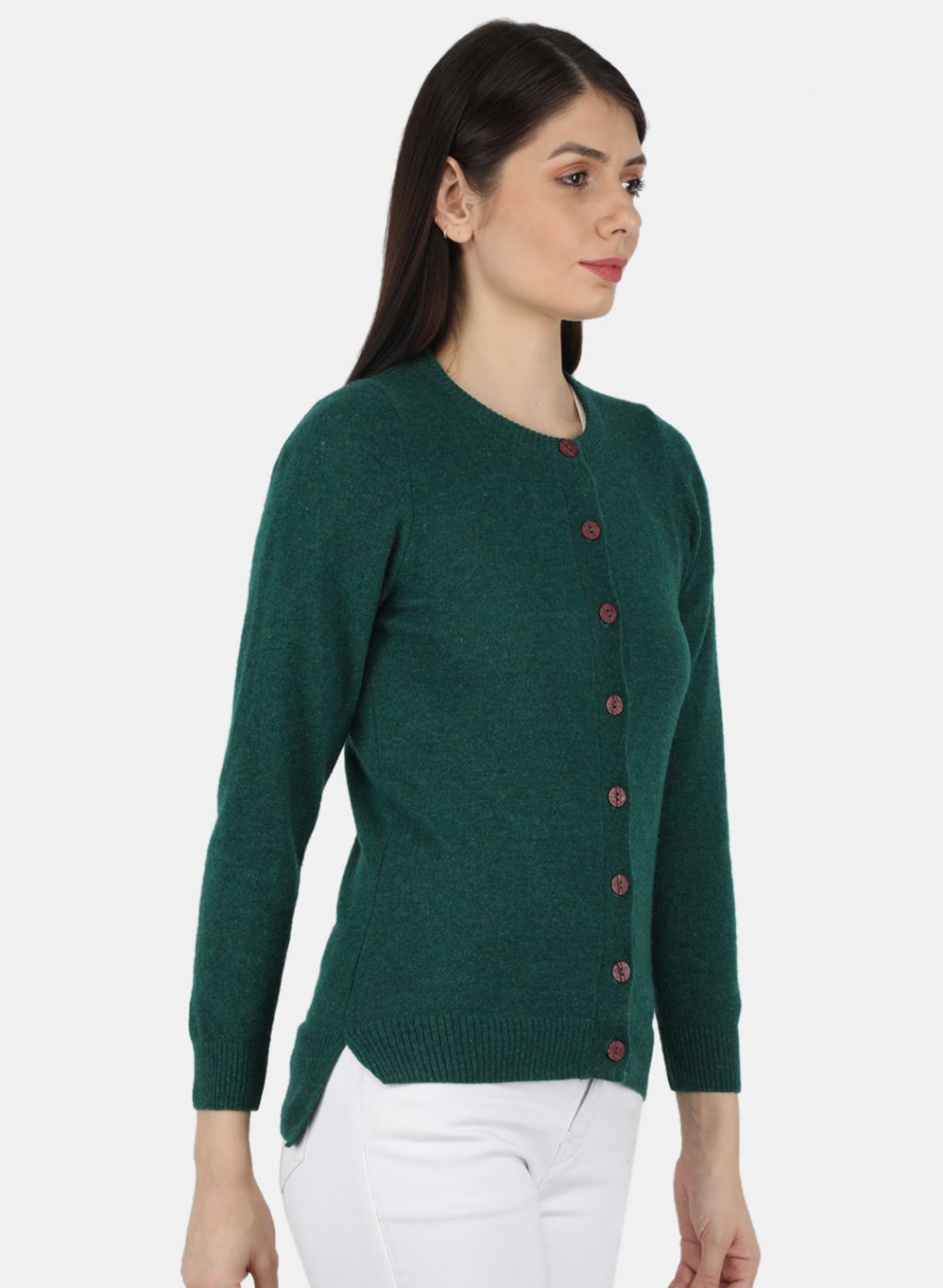 Women Green Solid Cardigan