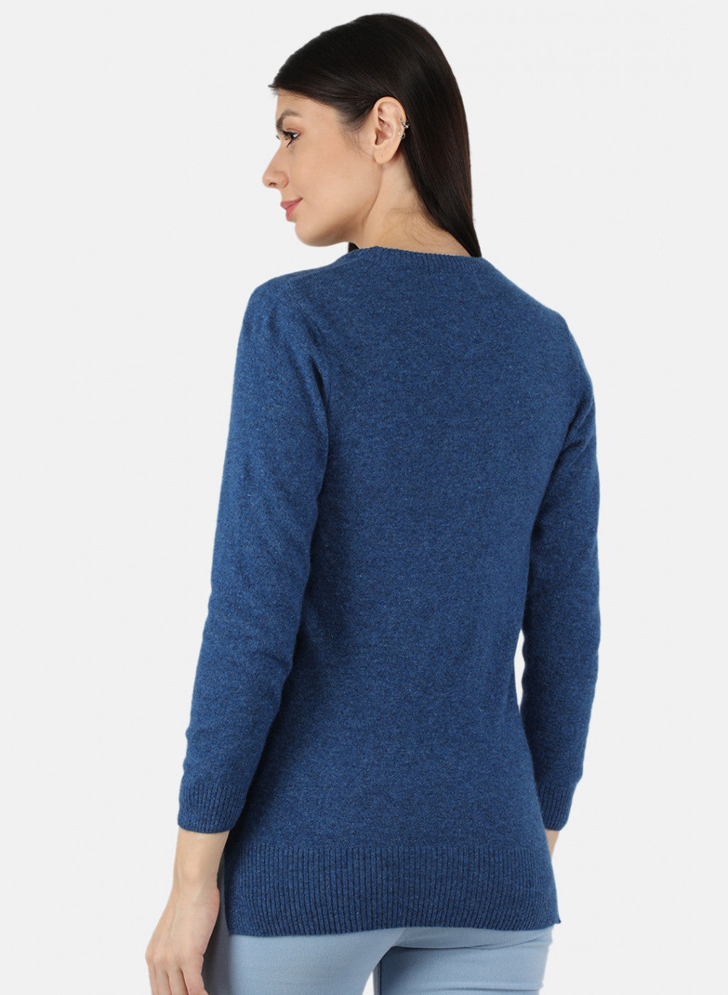 Women Blue Solid Cardigan