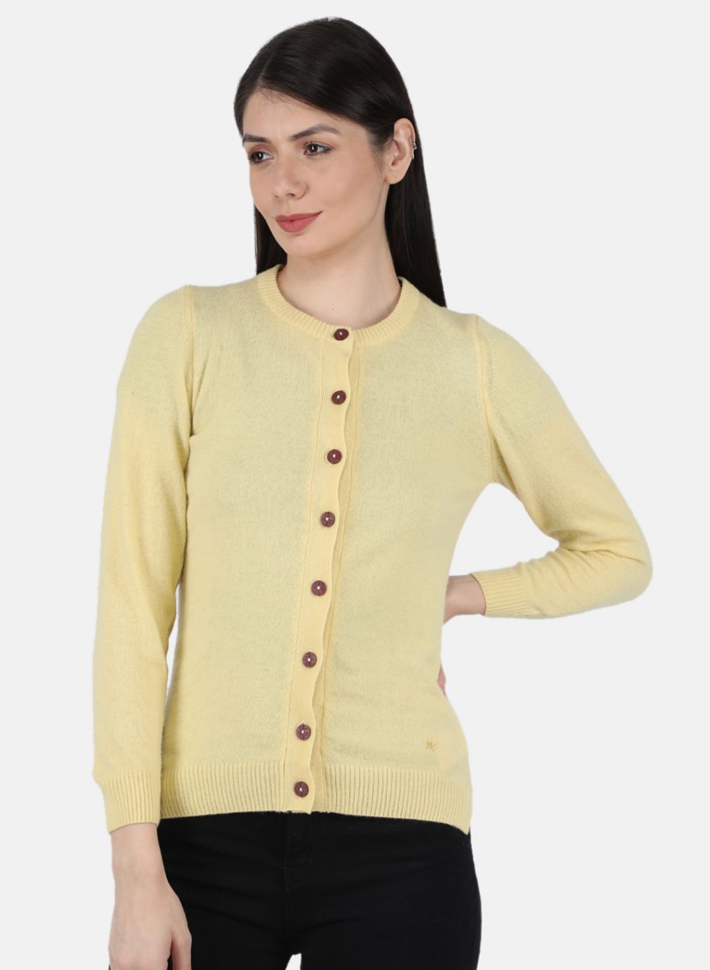 Women Yellow Solid Cardigan