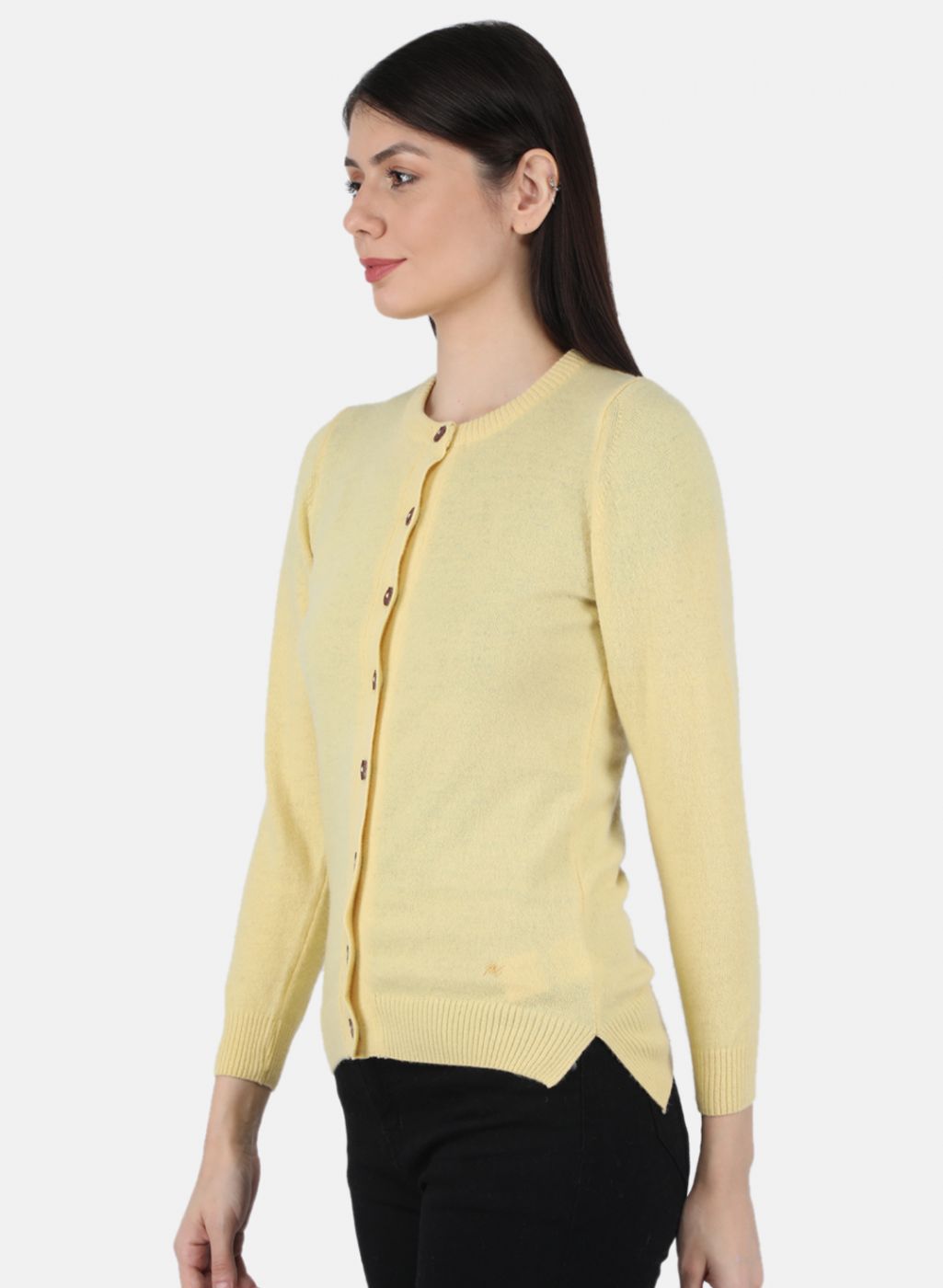 Women Yellow Solid Cardigan